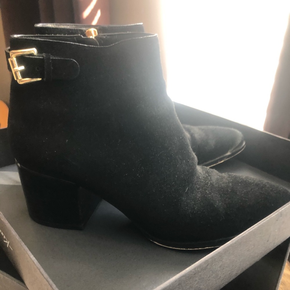 Suede gold zipper MK ankle boots - like new!